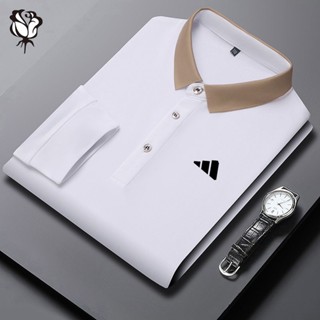 ใหม่ เสื้อยืดโปโล แขนยาว ผ้าฝ้าย สไตล์สปอร์ต สําหรับผู้ชาย