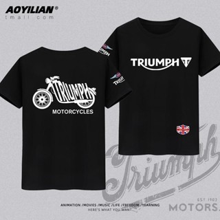 Triumph เสื้อยืดแขนสั้น ผ้าฝ้าย พิมพ์ลายรถจักรยานยนต์ สําหรับผู้ที่ชื่นชอบ