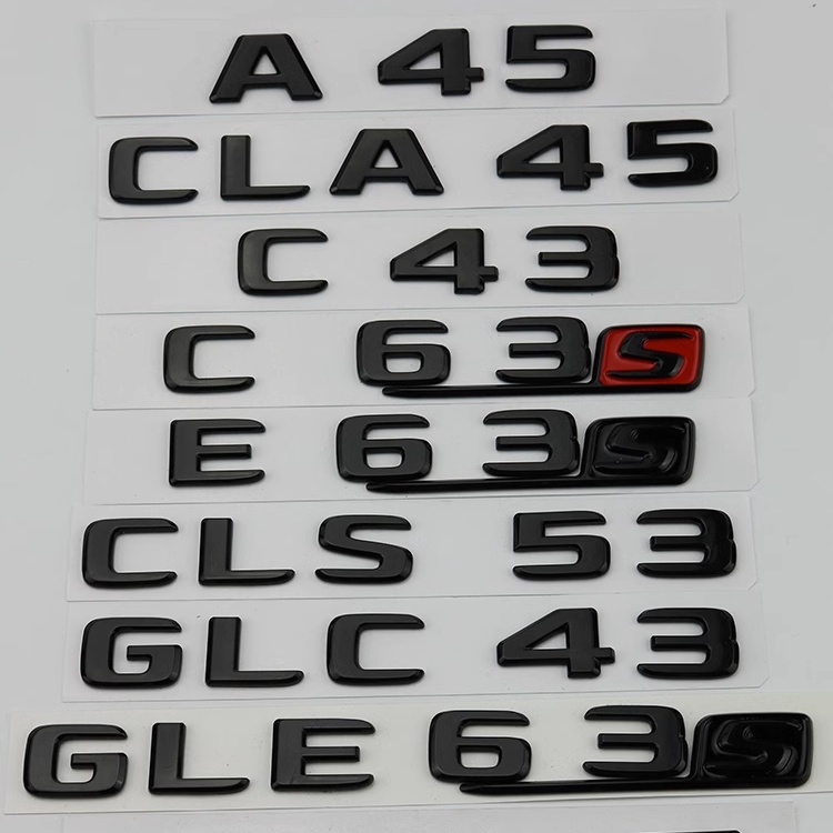 [ฟรี AMG] Benz Benz ดัดแปลงป้ายป้ายรถสีดํา CLS63 ป้ายรถ AMG CLA45 ป้ายคํา C63 ป้าย E63 ป้ายท้าย C43 