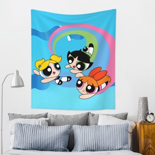 พรมแขวนผนัง ลาย The Powerpuff Girls ขนาด 60x51 นิ้ว สําหรับห้องนอน ห้องนั่งเล่น หอพัก