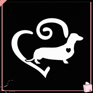 [Sy] สติกเกอร์ PET ลาย Dachshund Love Heart ลอกออกได้ สําหรับติดตกแต่งรถยนต์