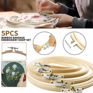 5x Embroidery Hoops Set Bamboo Circle Cross Stitch Hoop Ring 13/17/20/23/26cm