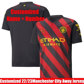 เสื้อกีฬาแขนสั้น ลายทีมฟุตบอล Manchester City Away 22-23 ชุดเยือน สําหรับผู้ชาย