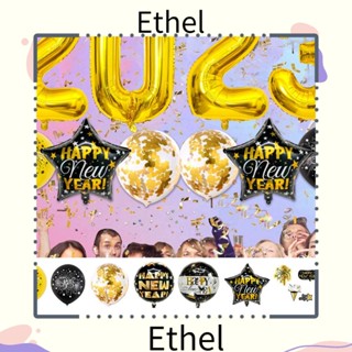 Ethel ลูกโป่ง DIY สีดํา ทอง สําหรับงานปาร์ตี้ 1 ปี