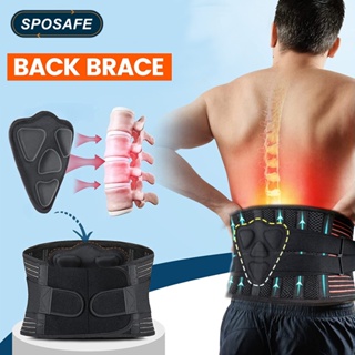 Sposafe แผ่นพยุงหลังเอว ปรับได้ พร้อมแผ่นรองเอว 4 ส่วน บรรเทาอาการปวด Sciatica สําหรับผู้ชาย ผู้หญิง ทํางาน 1 ชิ้น