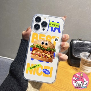 เคสโทรศัพท์มือถือ ซิลิโคนนิ่ม TPU ใส กันกระแทก ลายแฮมเบอร์กตลก สําหรับ iPhone 14 13 12 11 Pro Max SE2020 X Xr Xs Max 8 7 6 6s Plus 13 12 Mini