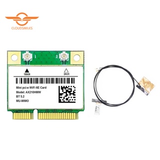 Ax210hmw การ์ด WiFi พร้อมเสาอากาศ 6E Mini PCI-E AX210 802.11Ax/Ac 2.4G/5G/6Ghz BT5.2 อะแดปเตอร์ไร้สาย สําหรับแล็ปท็อป