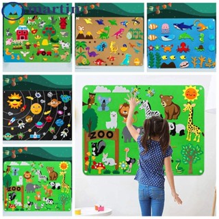 Martin หนังสือปริศนา Montessori Felt Puzzle, Starry Sky Payment Dinosaur World Felt Board Stories ซักทําความสะอาดได้ สําหรับเด็ก