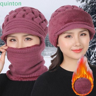 Quinton หมวกผ้าขนแกะ กันลม หนา สีพื้น สําหรับกลางแจ้ง