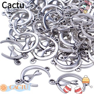 Cactu จี้อัลลอย รูปแมว สีเงิน สําหรับทําเครื่องประดับ ต่างหู สร้อยคอ สร้อยข้อมือ DIY