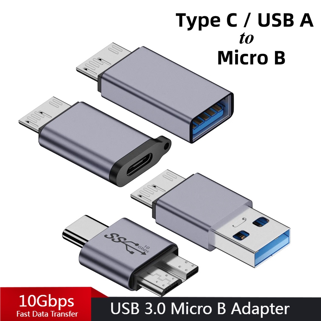 Usb 3.0 Micro B ถึง Type C อะแดปเตอร์เชื่อมต่อ USB A ถึง Micro B Data Transfer Converter สําหรับแล็ปท็อป Hard Drive Disk กล่อง Samsung S5