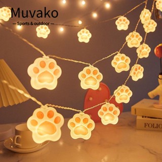 Muvako สายไฟ LED รูปแมว PVC กันน้ํา ใช้แบตเตอรี่ USB ประหยัดพลังงาน สําหรับตกแต่งสวน กลางแจ้ง