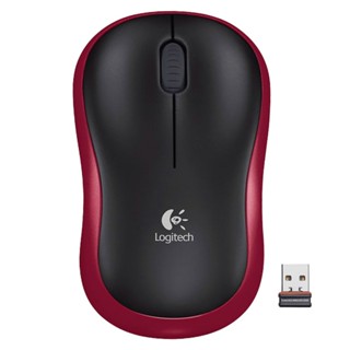 Logitech เมาส์ไร้สายออฟติคัล สีแดง   M185