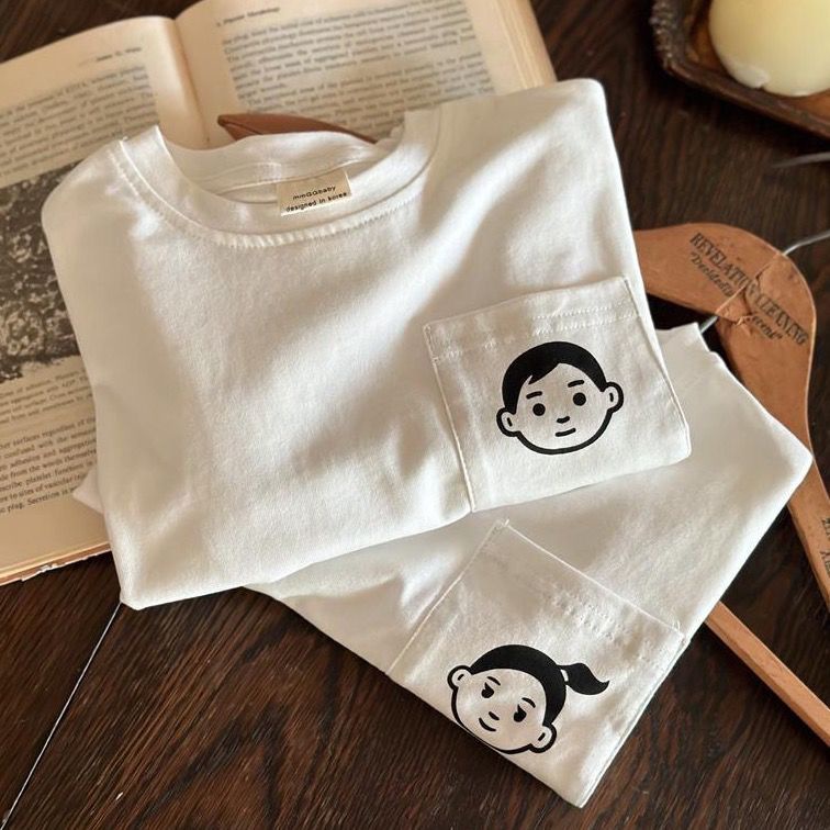 เสื้อยืดแขนยาว ผ้าฝ้าย พิมพ์ลายการ์ตูน Brother and Sister สําหรับเด็กผู้ชาย และเด็กผู้หญิง 2023