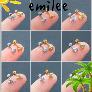 Emilee ต่างหูเจาะกระดูกอ่อน เพทาย CZ ชุบเงิน ทอง สเตนเลส 1 ชิ้น