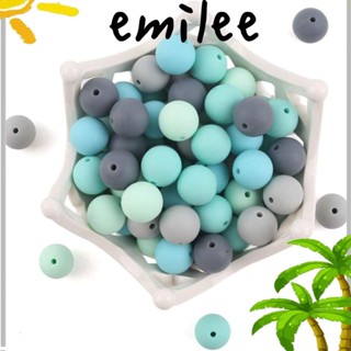 Emilee ลูกปัดซิลิโคน ทรงกลม 15 มม. 50 ชิ้น สําหรับทําเครื่องประดับ DIY