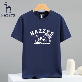 Hazzys เสื้อยืดลําลอง ผ้าฝ้าย แขนสั้น คอกลม แฟชั่นฤดูร้อน สําหรับผู้ชาย