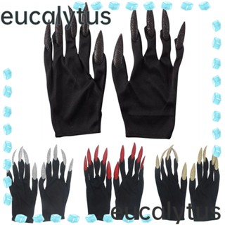 Eucalytus1 ถุงมือคอสเพลย์ ถุงมือโกธิคพังก์ พร้อมกรงเล็บ เล็บยาว เทศกาลนวม สีดํา