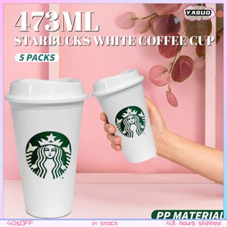 Starbucks แก้วกาแฟ ขวดน้ําพลาสติก 473 มล. สีขาว