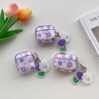 เคสหูฟัง ลายดอกไม้ สีม่วง สําหรับ Apple AirPods 1 2 Pro 3