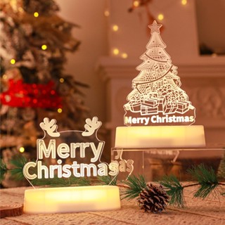 โคมไฟ LED จี้ต้นคริสต์มาส / โคมไฟตกแต่งตัวอักษร Merry Christmas DIY / เครื่องประดับปาร์ตี้ หน้าต่างบ้าน