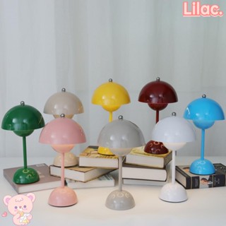 Lilac โคมไฟเห็ด, โคมไฟกลางคืน เหล็ก รูปดอกตูม, สีพื้น LED แบบชาร์จไฟได้ โคมไฟตั้งโต๊ะห้องนอน