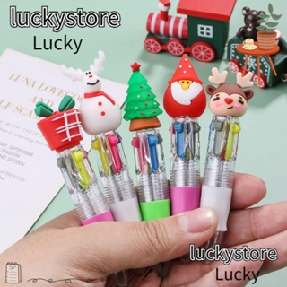 Lucky ปากกาลูกลื่น พลาสติก ลายคริสต์มาส ซานตาคลอส กวาง 4 สี 3 ชิ้น