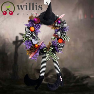 Willis หมวกแม่มด พวงหรีดฟักทอง ขาประตู ทรงกลม ที่มีสีสัน ฮาโลวีน แม่มด ขา พวงหรีด ฮาโลวีน จี้ ประตู ผ้าแขวนได้ พวงหรีดแขวน ฮาโลวีน ปาร์ตี้ปีใหม่