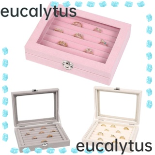 Eucalytus1 กล่องเก็บแหวน ต่างหู กํามะหยี่ แบบพกพา