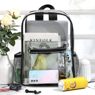 IBSUNSTORE กระเป๋าเป้สะพายหลัง PVC ขนาดใหญ่ แบบโปร่งใสสำหรับการเดินทาง และกีฬากลางแจ้ง