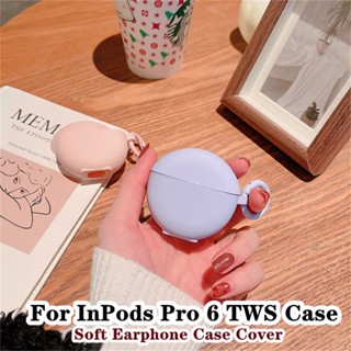 【ของแท้】เคสหูฟัง แบบนิ่ม สีพื้น สีชมพู และสีฟ้า สําหรับ InPods Pro 6 TWS Pro6