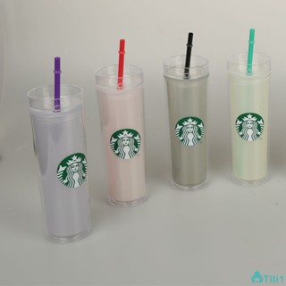 Starbucks Tumbler เปลี่ยนสี Confetti พลาสติกใสพร้อมฝาและ Straw Cold Cup 473ml/16oz TH1