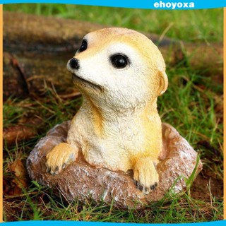 [Ehoyoxa] รูปปั้น Meerkat เพ้นท์มือ สําหรับตกแต่งบ้าน สนามหญ้า ระเบียง ออฟฟิศ