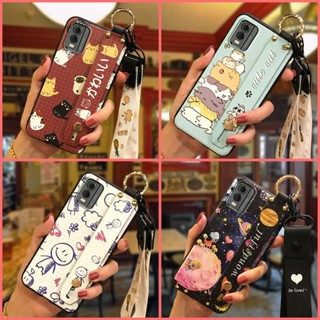 Back Cover Dirt-resistant Phone Case For Nokia C32 Anti-knock protective Waterproof Wristband Shockproof Wrist Strap Cartoon