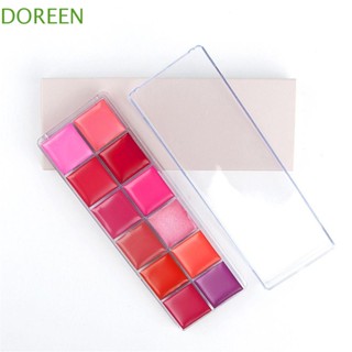 Doreen ลิปกลอสพาเลท 12 สี ไม่ติดถ้วย ผู้หญิง เคลือบริมฝีปาก เครื่องมือแต่งหน้า ลิปโคลน ลิปทินท์