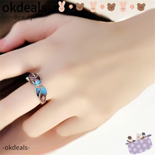 Okdeals แหวนเงินเคลือบ รูปปลาคาร์พ สําหรับผู้หญิง