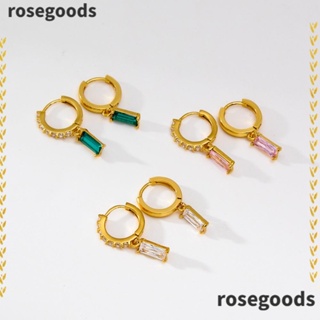 Rosegoods1 ต่างหูเงินแท้ 925 ประดับเพทาย สไตล์วินเทจ 2 คู่