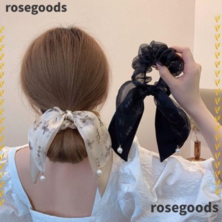 Rosegoods1 ยางรัดผม ผ้าชีฟอง ยืดหยุ่น โบว์ ดอกไม้ สวยงาม สําหรับเด็กผู้หญิง