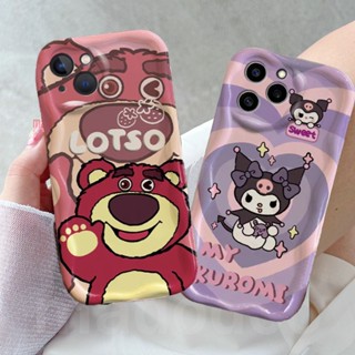 Casing for iPhone 14 Pro Max 13 12 11 ProMax X XS XR 7 8 6 6S Plus SE 2020 Cute Cartoon Strawberry Bear Lotso Sweet Kuromi Fine Hole Airbag Anti-fall Soft Phone Case 1NY 09