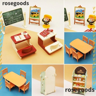 Rosegoods1 โต๊ะพลาสติกจิ๋ว 1/12 อุปกรณ์เสริม สําหรับตกแต่งบ้านตุ๊กตา 1 ชิ้น 1 ชุด 10 ชิ้น