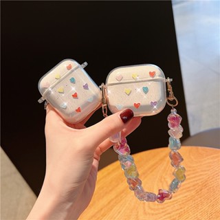 Colorful Heart Chain เคส for Airpods 3 Soft TPU Case AirPods pro2 เคสกันกระแทก Airpods 1/2 Portable Protective Cover