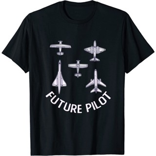 ใหม่ เสื้อยืด พิมพ์ลายเครื่องบินรบ นักบินอนาคต Jet Aircraft           