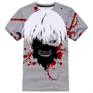 ใหม่ เสื้อยืด พิมพ์ลายอนิเมะ Tokyo Ghoul สไตล์สตรีท