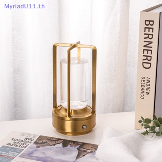 Myriadu โคมไฟตั้งโต๊ะ LED ไร้สาย หรี่แสงได้ 3 สี พร้อมเซนเซอร์สัมผัส แบบพกพา ชาร์จได้ พร้อมคริสตัล