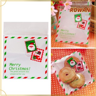 Rowans ถุงกระดาษแก้วพลาสติก ลาย Merry Christmas สําหรับใส่บัตร ของขวัญ ปาร์ตี้ 100 ชิ้น