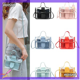 Hs กระเป๋าสะพายไหล่ กระเป๋าถือ PVC ใส ทรงสี่เหลี่ยม สําหรับสตรี