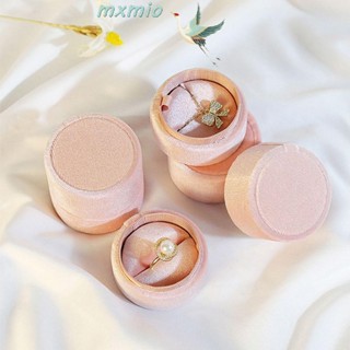 Mxmio กล่องแหวนกํามะหยี่ ทรงกลม ขนาดเล็ก สีชมพู เรียบง่าย สําหรับใส่เครื่องประดับ