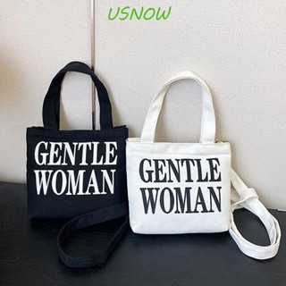 Usnow Gentlewoman กระเป๋าสะพายข้าง ผ้าแคนวาส ใบเล็ก ไทย ตัวอักษร ลําลอง มีซิป กลางแจ้ง