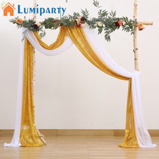 Lumiparty ซุ้มผ้า 2 แผง ไร้ริ้วรอย แขวนง่าย สําหรับตกแต่งงานแต่งงาน ในร่ม กลางแจ้ง