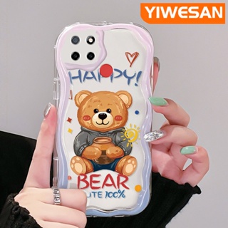 เคสโทรศัพท์มือถือแบบนิ่ม ใส กันกระแทก ลายการ์ตูนหมีแฮปปี้ สีมาการองน่ารัก สําหรับ Realme C12 C15 C21 C25 C25s Narzo 20 Narzo 30A Narzo 50A